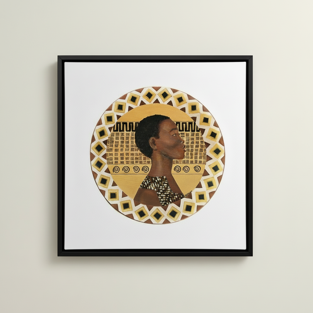 Dahomey Warrior — Framed Canvas Print, Black