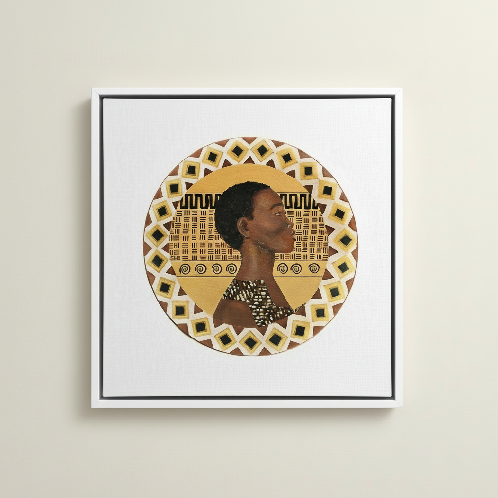 Dahomey Warrior — Framed Canvas Print, White