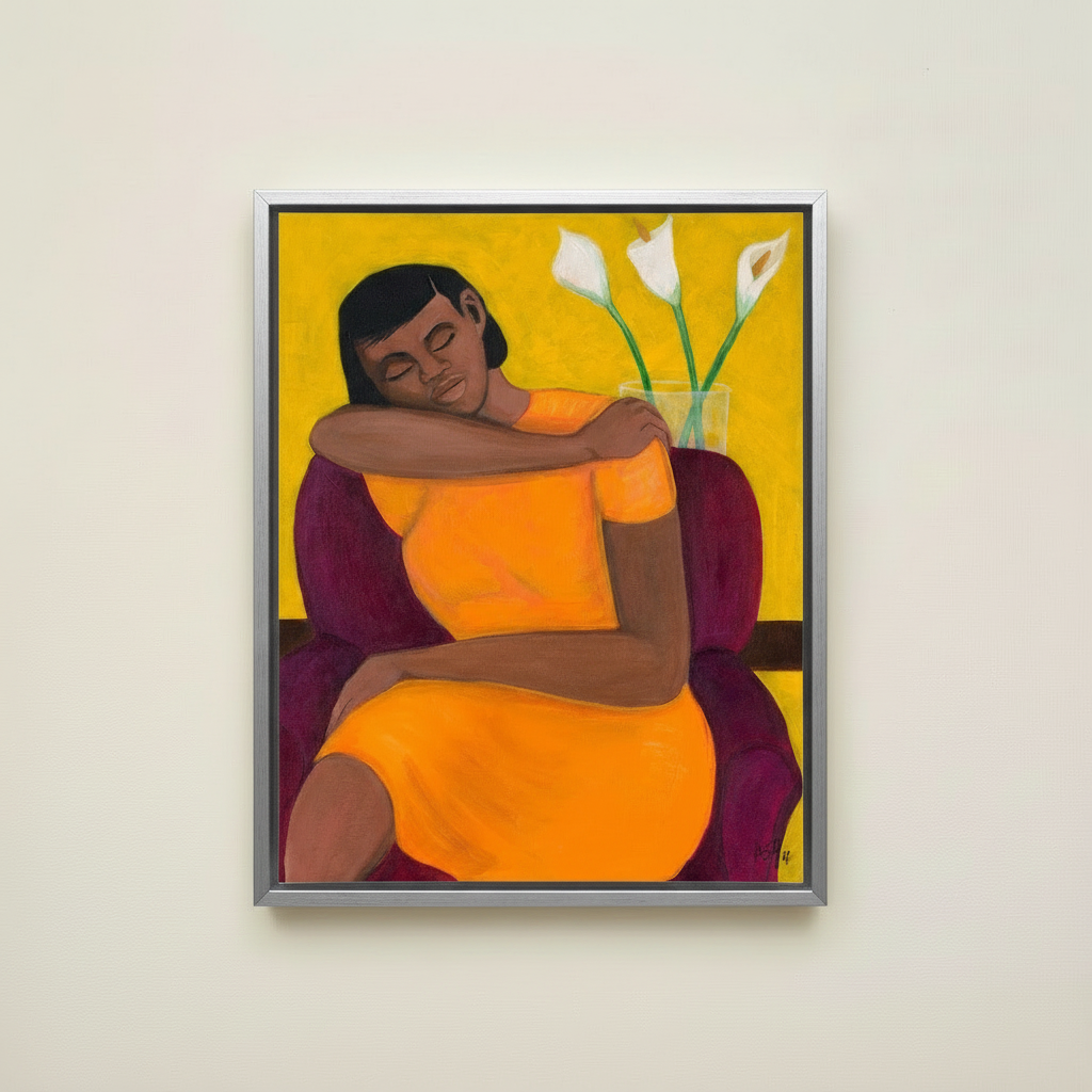 Black Woman Framed Canvas Wall Art (Meditation) | African American Home Decor