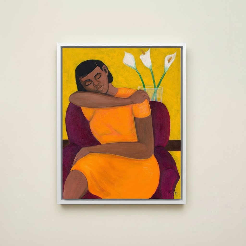 Black Woman Framed Canvas Wall Art (Meditation) | African American Home Decor