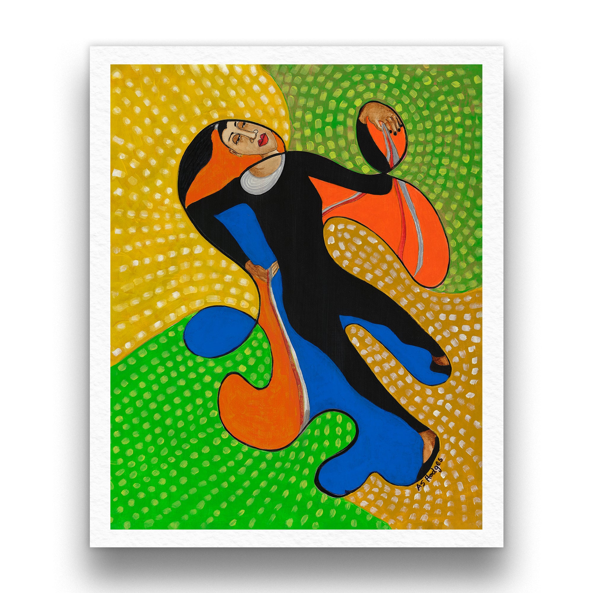 Acrobat continuous line art print in black frame — colorful Black youth art by Antionette Simmons Hodges (4)
