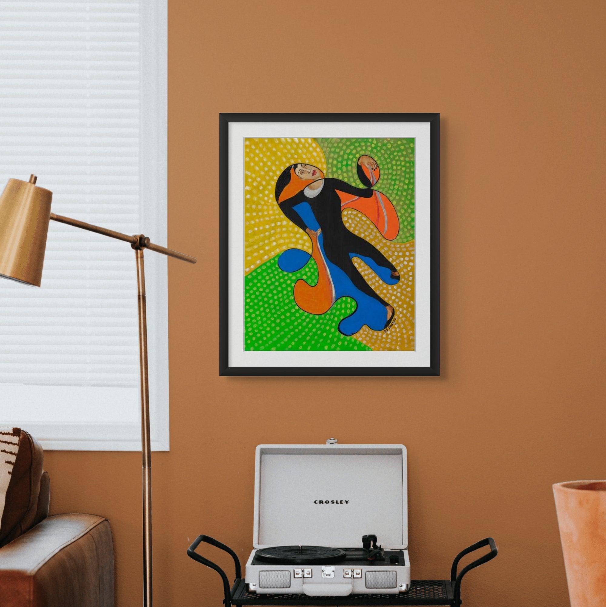 Acrobat continuous line art print in black frame — colorful Black youth art by Antionette Simmons Hodges (5)