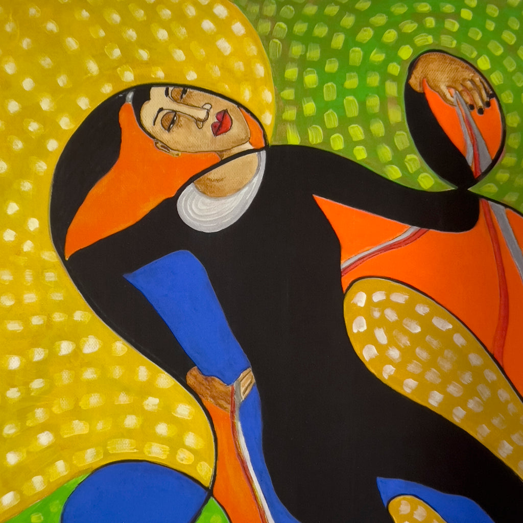 Acrobat continuous line art print in black frame — colorful Black youth art by Antionette Simmons Hodges (7)