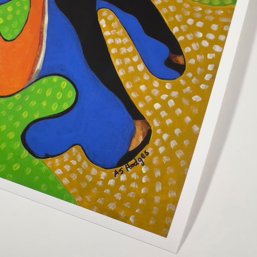 Acrobat continuous line art print in black frame — colorful Black youth art by Antionette Simmons Hodges (8)