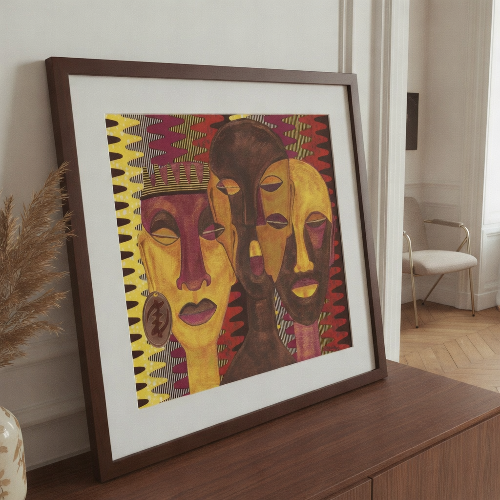 All Hail the Queen framed giclee print in espresso frame — Afrocentric queen art