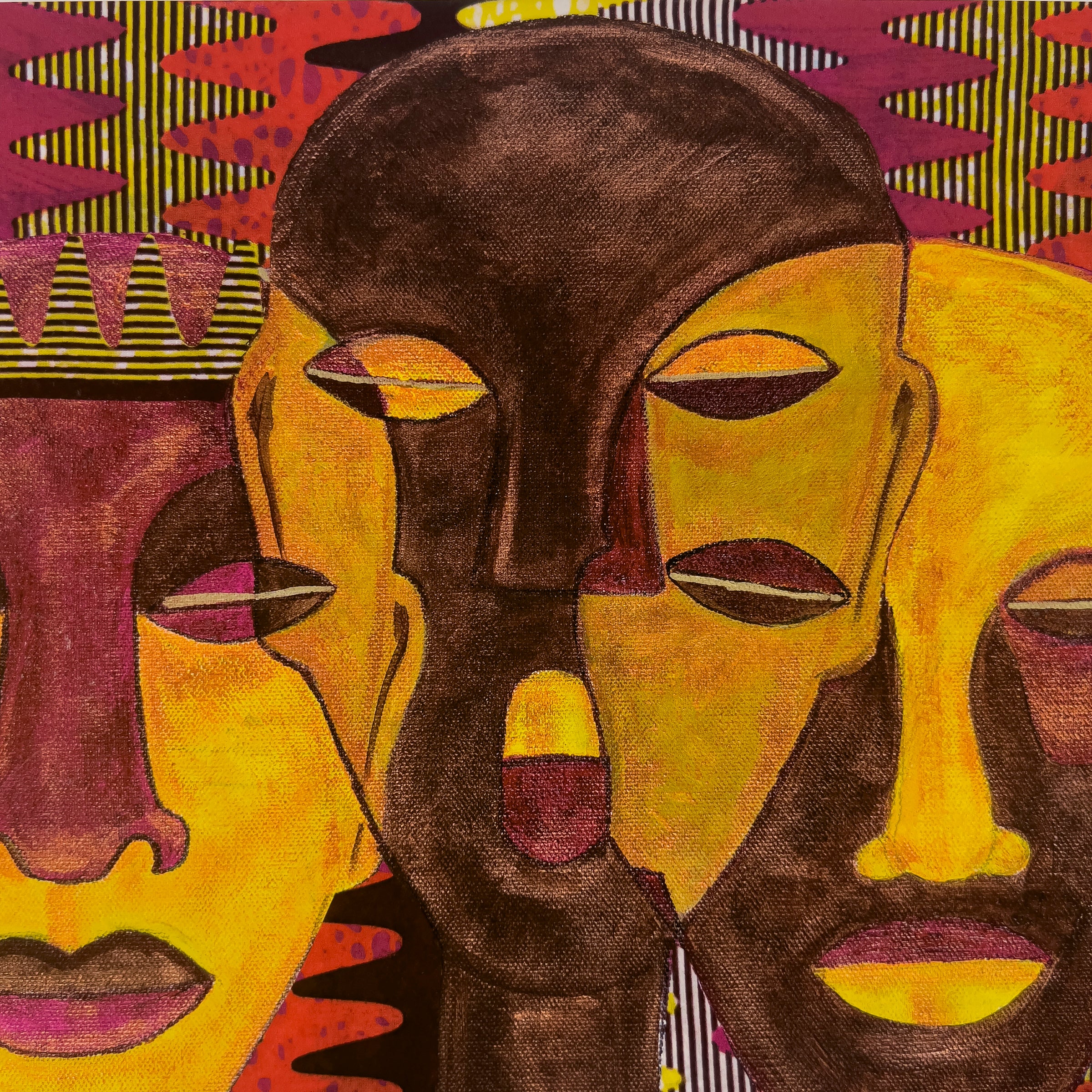 All Hail the Queen giclee print, subject close-up — Afrocentric mixed media queen art