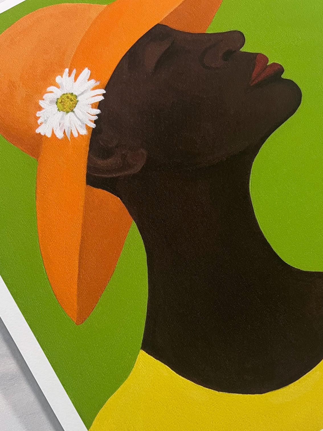 Annabelle's New Hat framed giclee print — full artwork, Black church hat art by Antionette Simmons Hodges