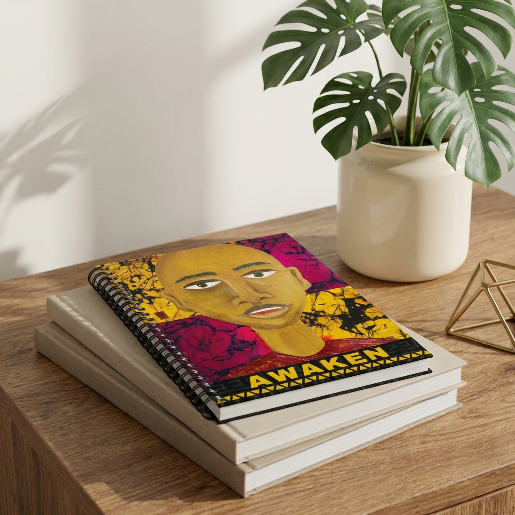 Awaken Afrocentric Spiral Notebook | Mixed Media Art Journal, Ruled 6"x8"