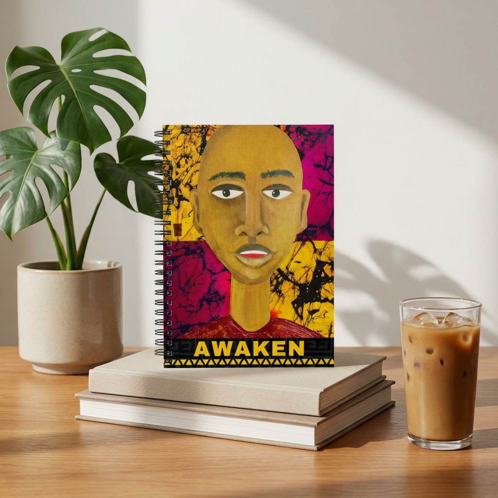 Awaken Afrocentric Spiral Notebook | Mixed Media Art Journal, Ruled 6"x8"