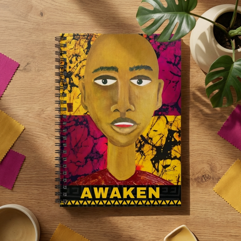 Awaken Afrocentric Spiral Notebook | Mixed Media Art Journal, Ruled 6"x8"