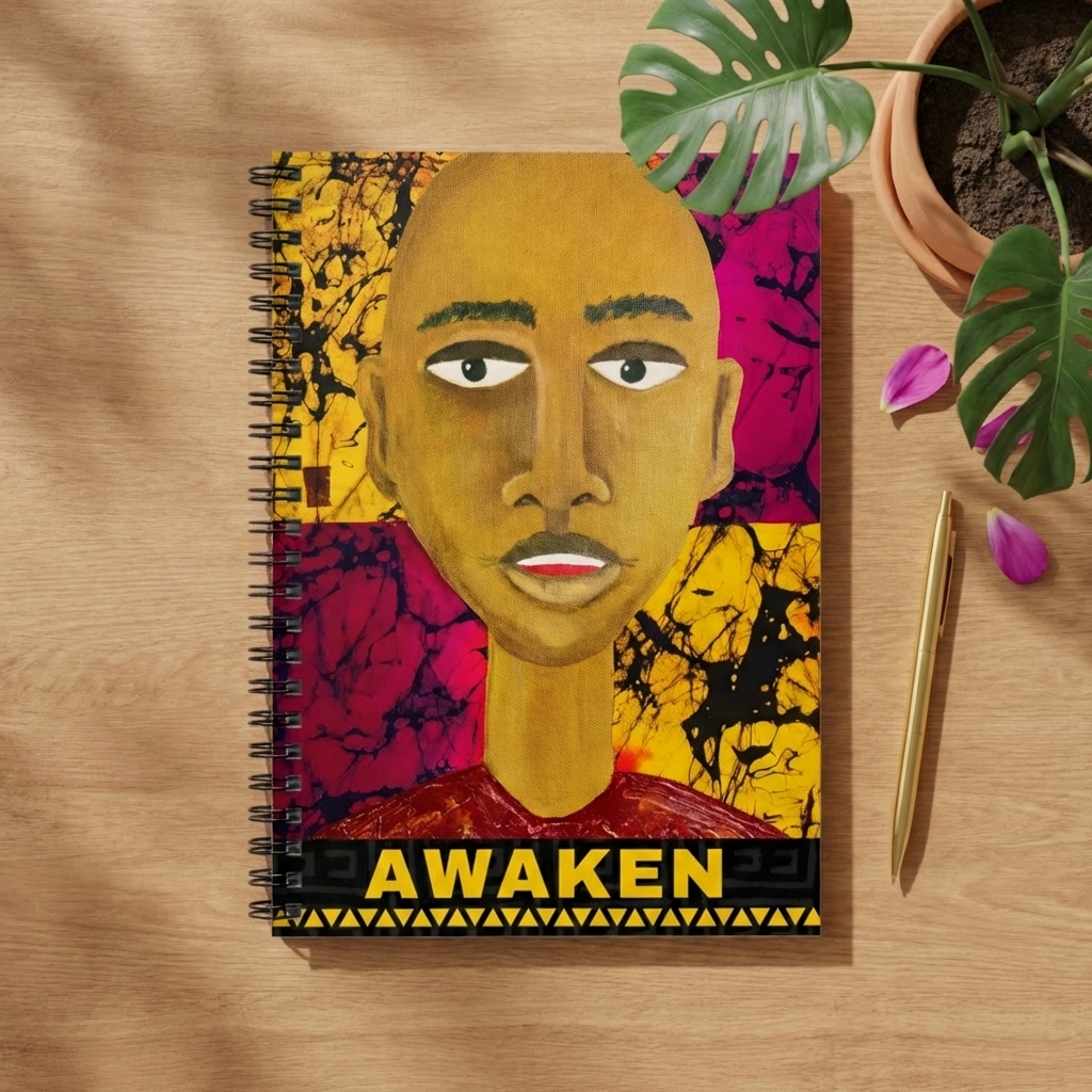 Awaken Afrocentric Spiral Notebook | Mixed Media Art Journal, Ruled 6"x8"