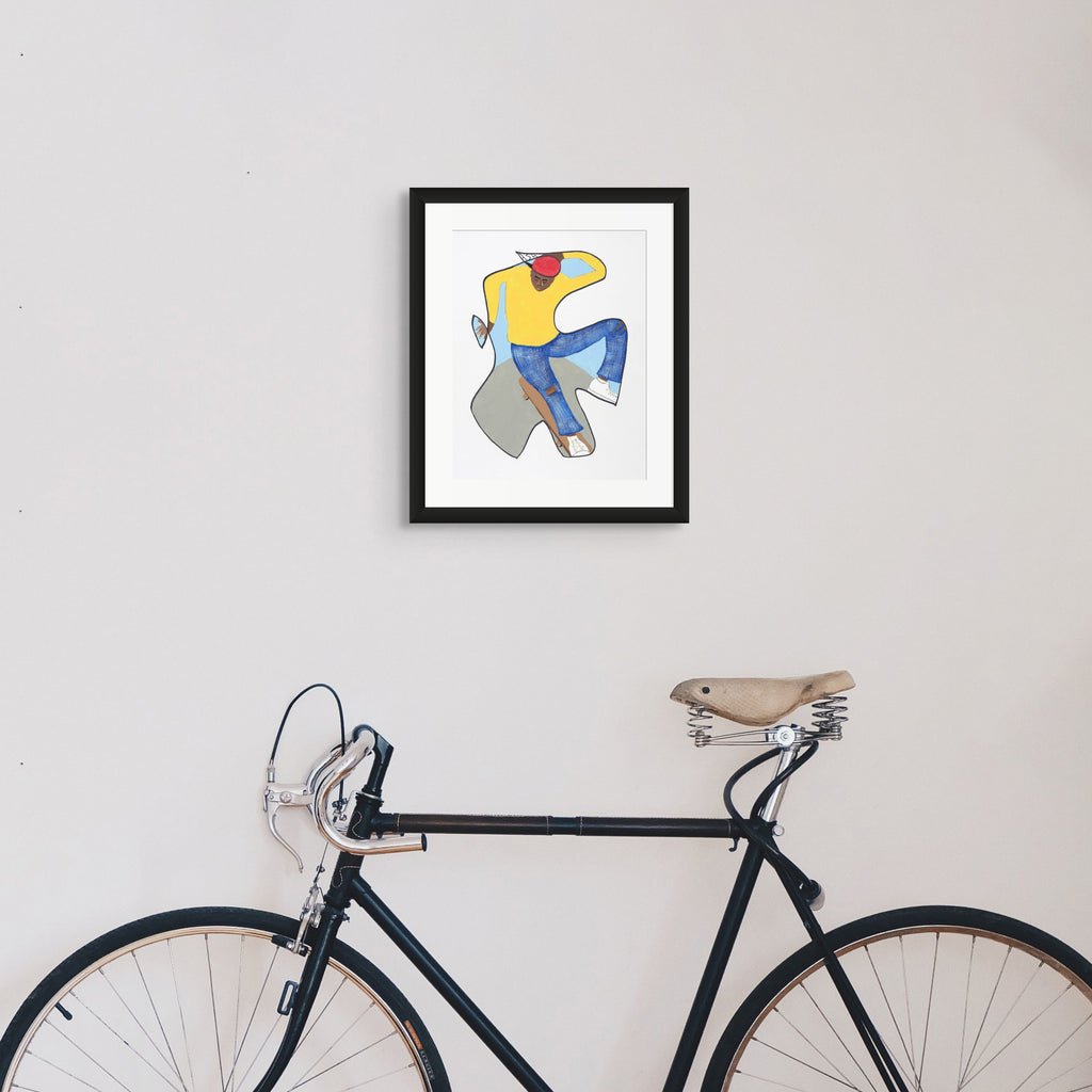 Betcha Can't Do This continuous line skateboard art print by Antionette Simmons Hodges