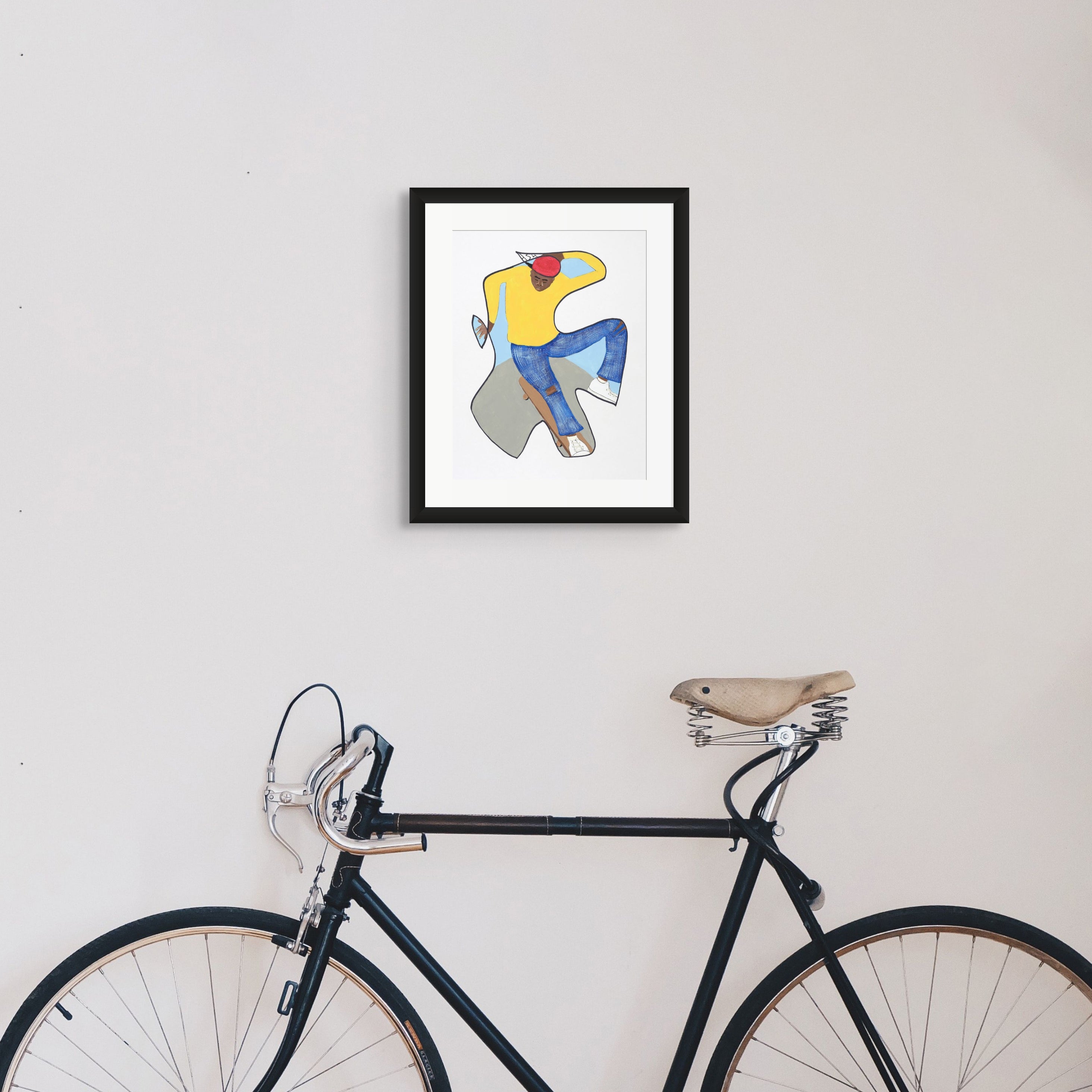 Betcha Can't Do This continuous line skateboard art print by Antionette Simmons Hodges