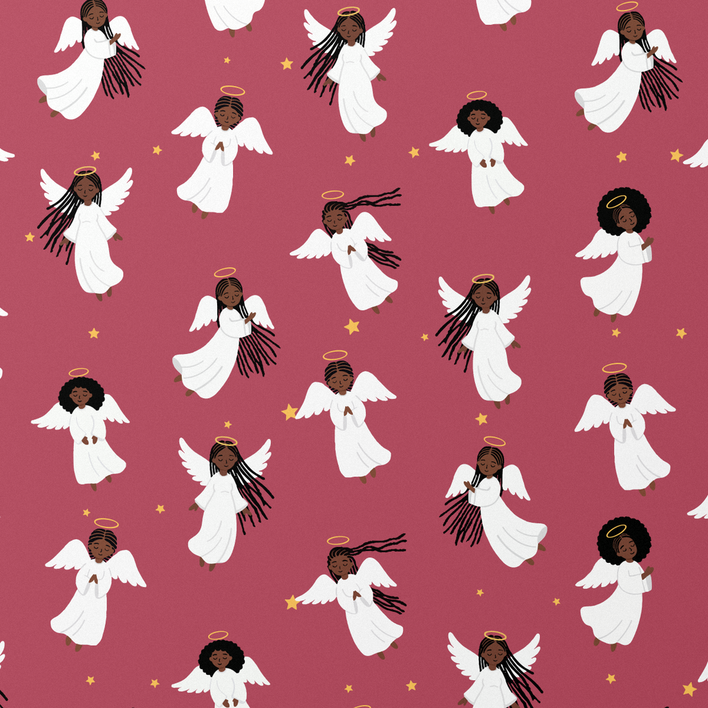 Black Angels wrapping paper, Burgundy Rose
