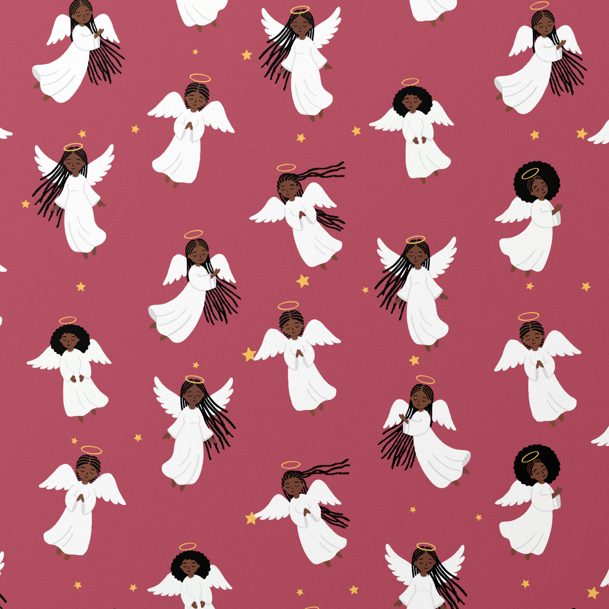 Black Angels wrapping paper, Burgundy Rose