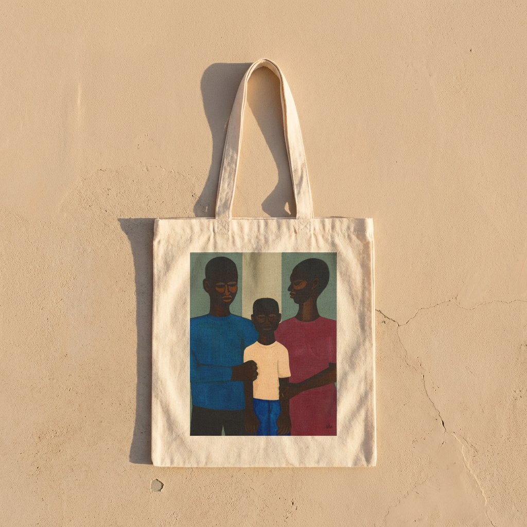 Black Family Art Tote Bag lifestyle shot — The Family design by African American artist
