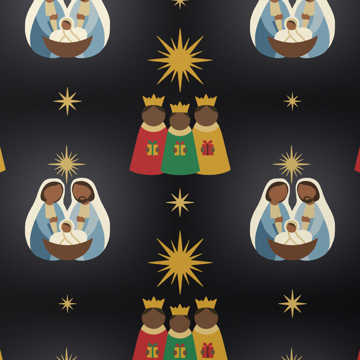 Black Nativity wrapping paper, Charcoal Black