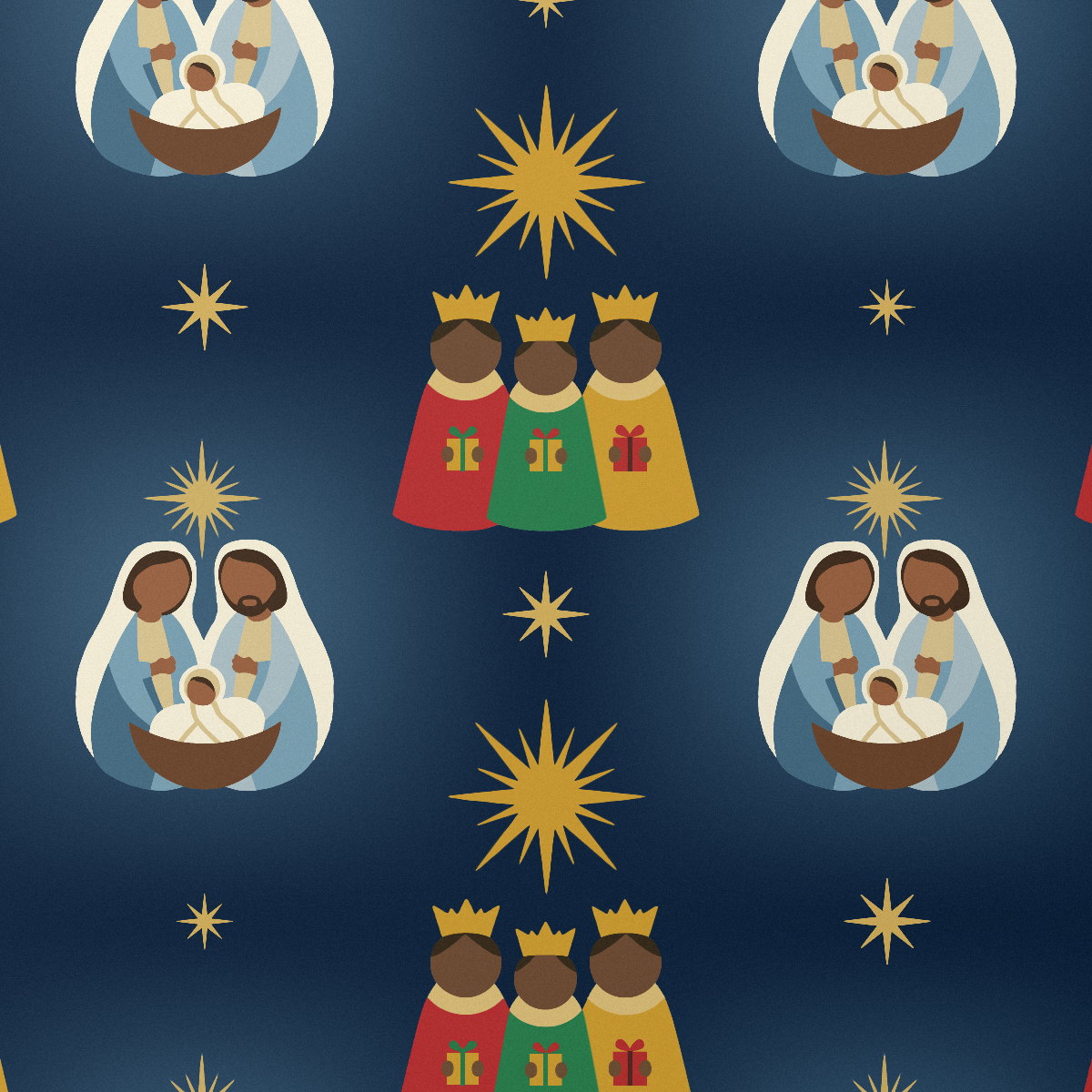 Black Nativity wrapping paper, Midnight Blue