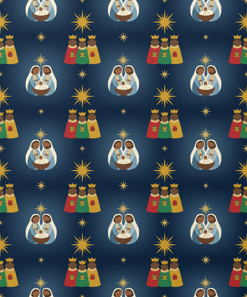 Black Nativity Christmas gift wrap, lifestyle photo