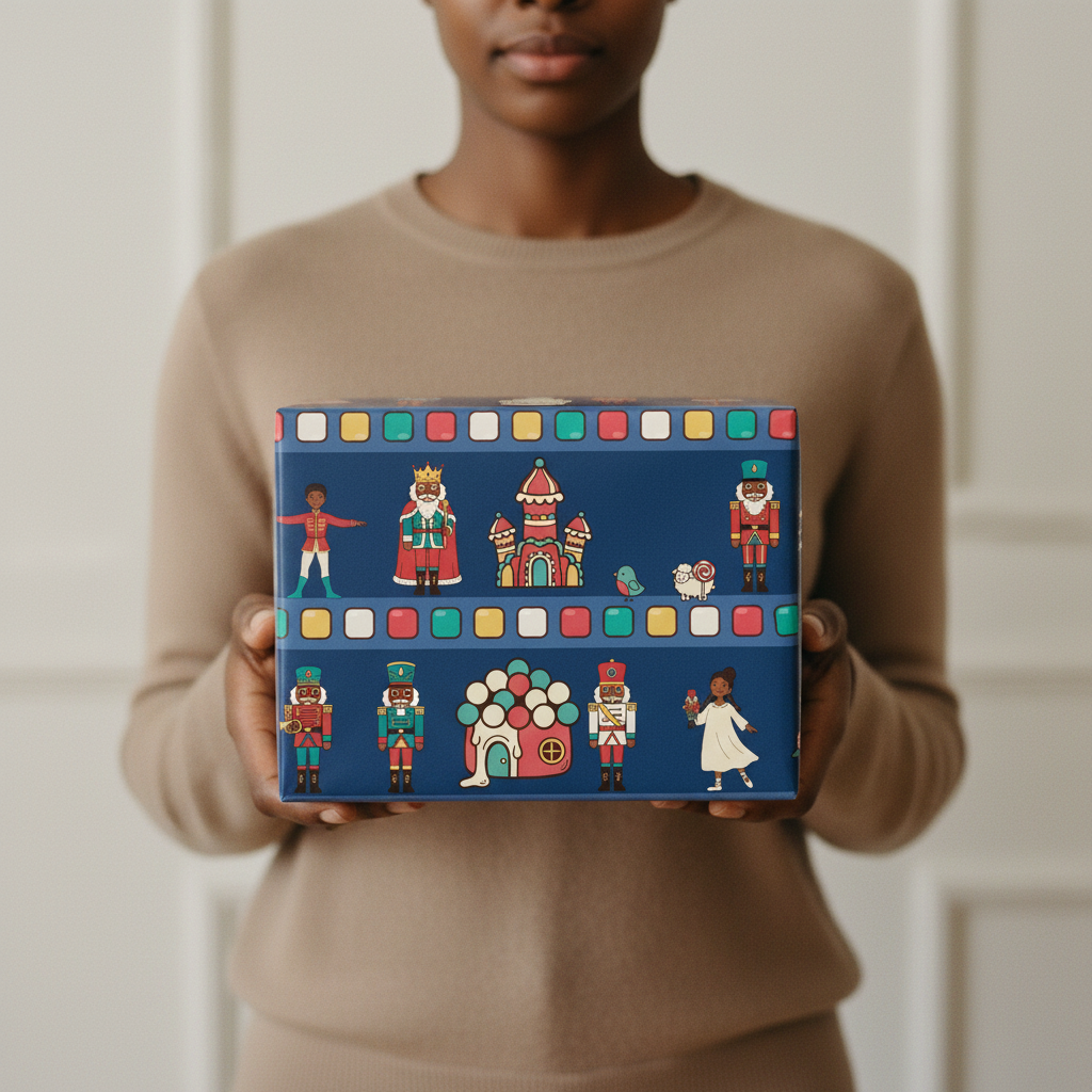 Land of Sweets wrapping paper, Navy, handheld gift