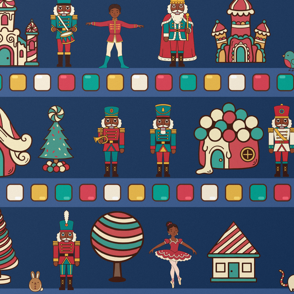 Land of Sweets wrapping paper, Navy