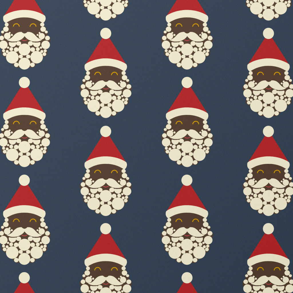 Black Santa wrapping paper, Charcoal