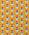 Black Santa Christmas gift wrapping paper, all colorways, pattern close up