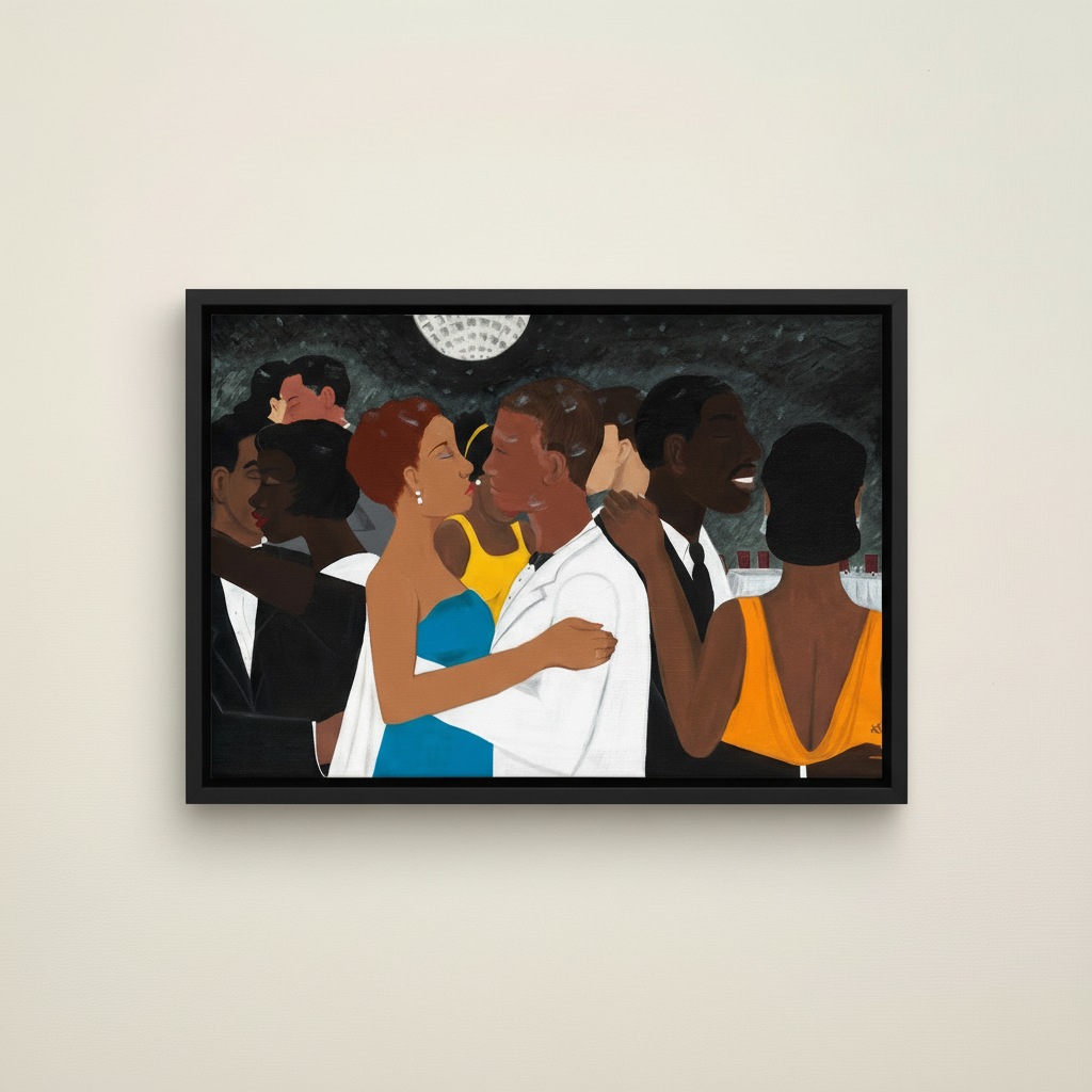 Black Couple Framed Canvas Wall Art (Date Night) | African American Decor