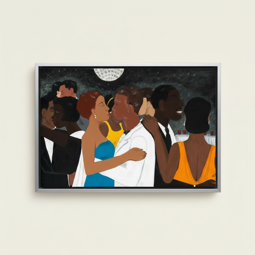 Black Couple Framed Canvas Wall Art (Date Night) | African American Decor