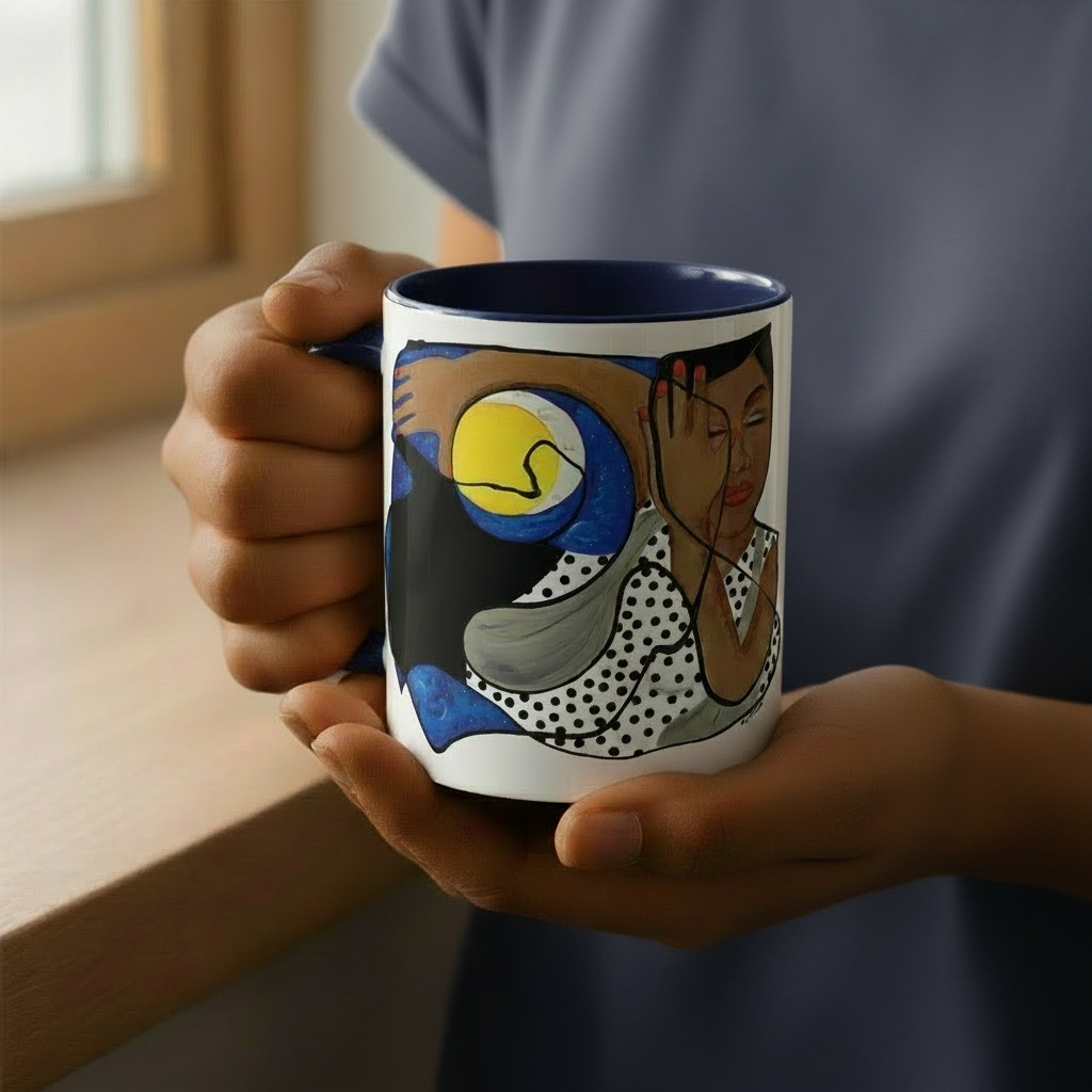 One with the Universe Cosmic Art Mug - Spiritual Black Woman Art Ceramic Mug - Celestial Gift