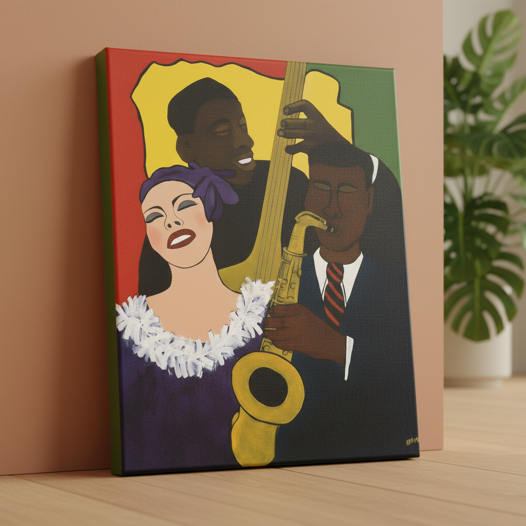 Black Jazz Canvas Wall Art | African American Home Decor