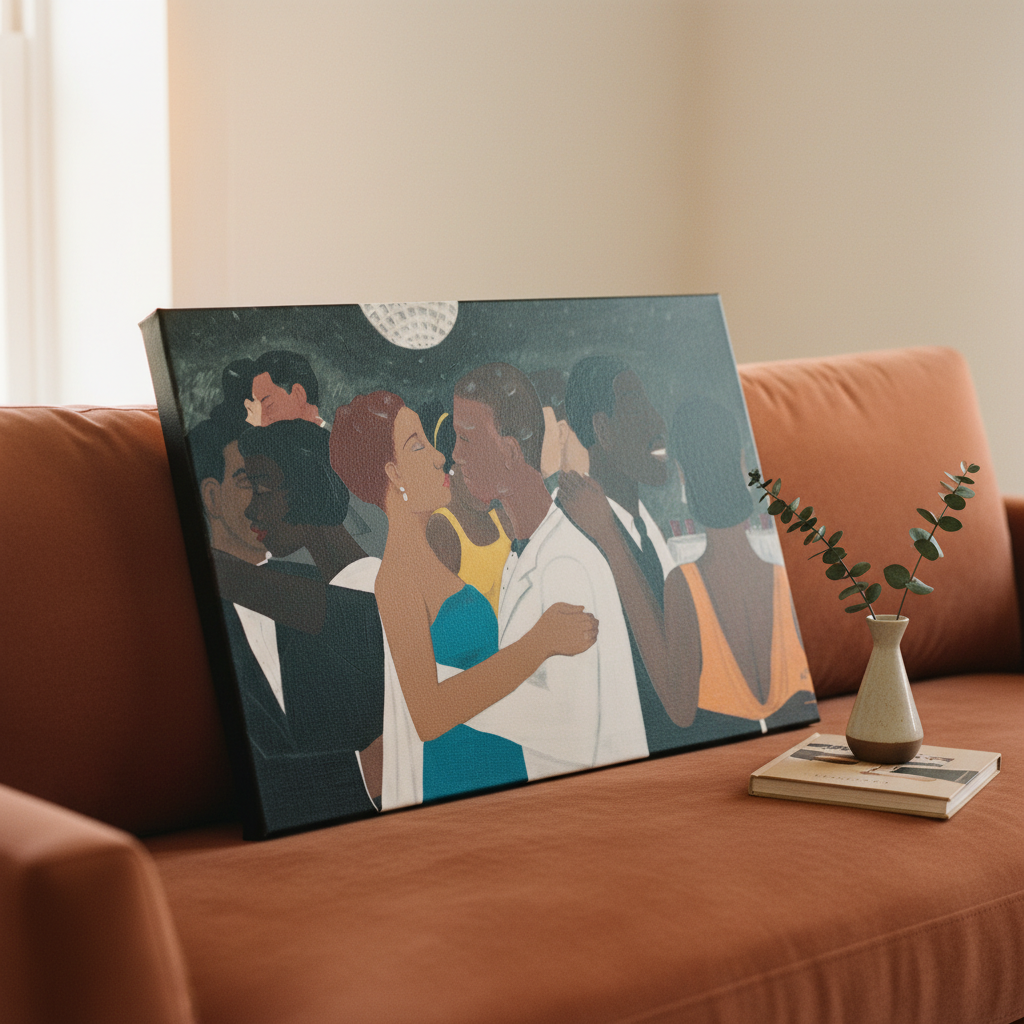 Black Couple Framed Canvas Wall Art (Date Night) | African American Decor