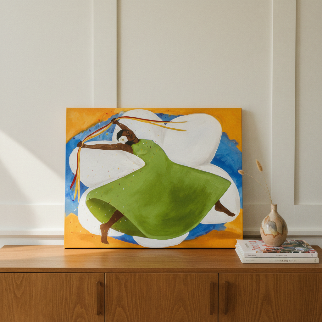 Carnival canvas print on sideboard — Black joy carnival dance art on canvas