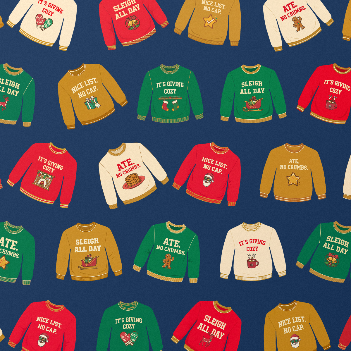 Christmas sweater wrapping paper, Navy