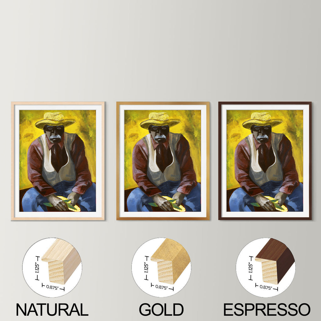 Corn Shuckin  - Framed Black Farmer Art Print
