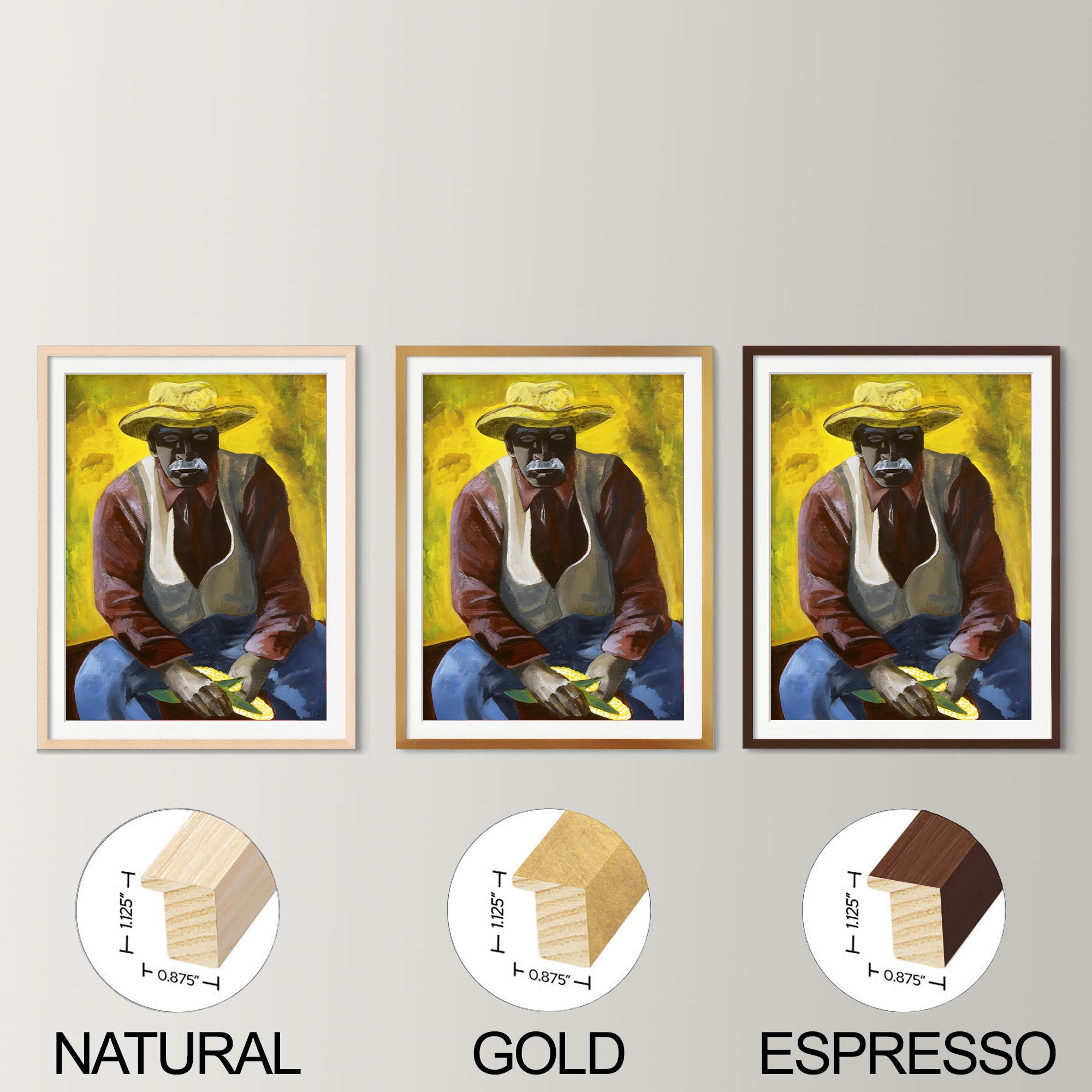 Corn Shuckin  - Framed Black Farmer Art Print