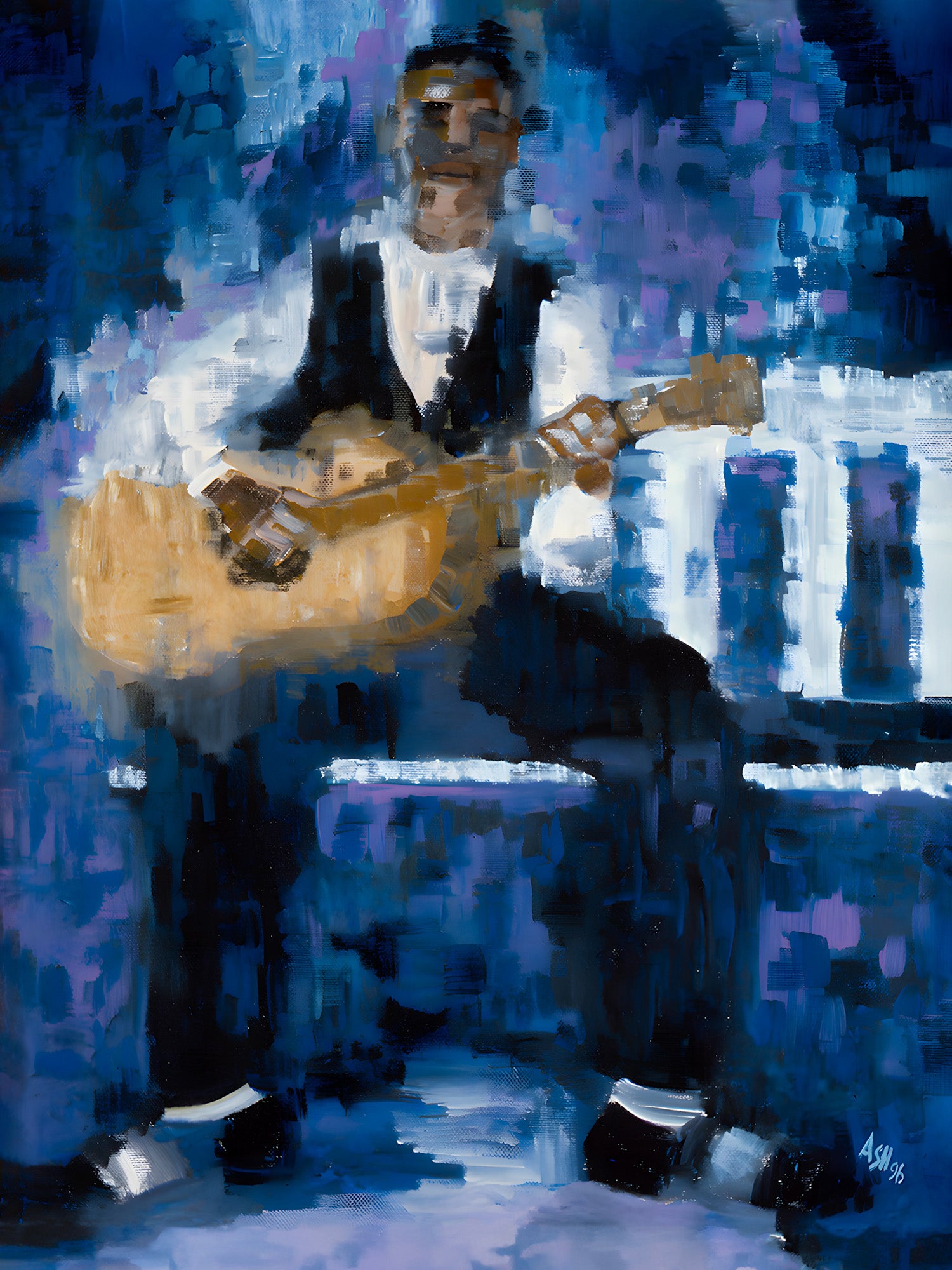 Country Rhythm - Guitarist Art Print - full print