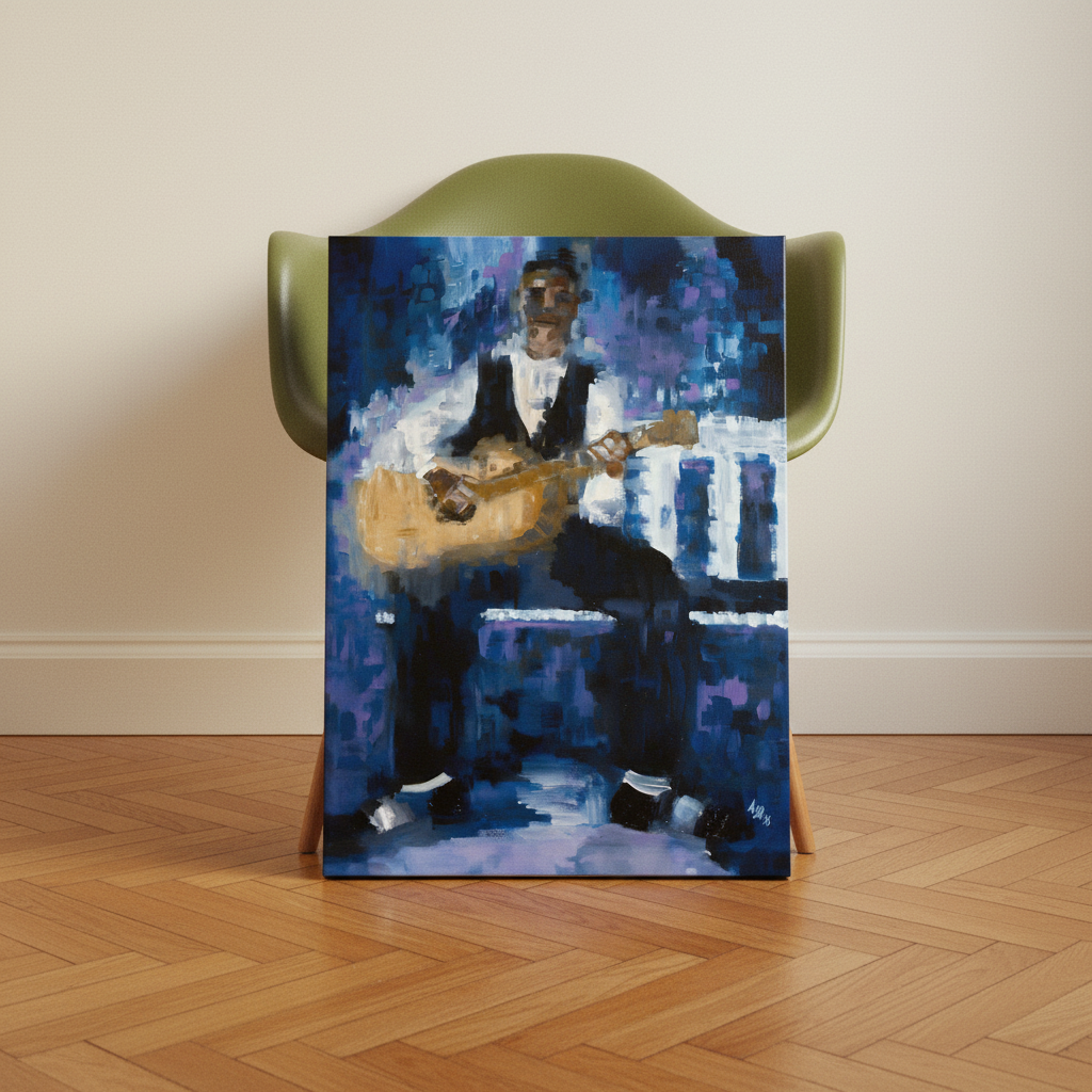 Black Country Guitarist Art Print | African American Music Wall Decor