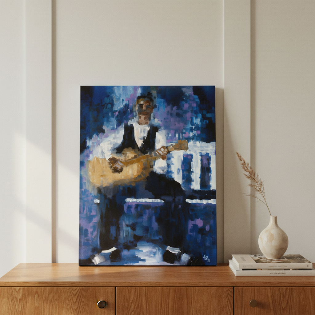 Black Blues Music Canvas Wall Art | African American Home Decor