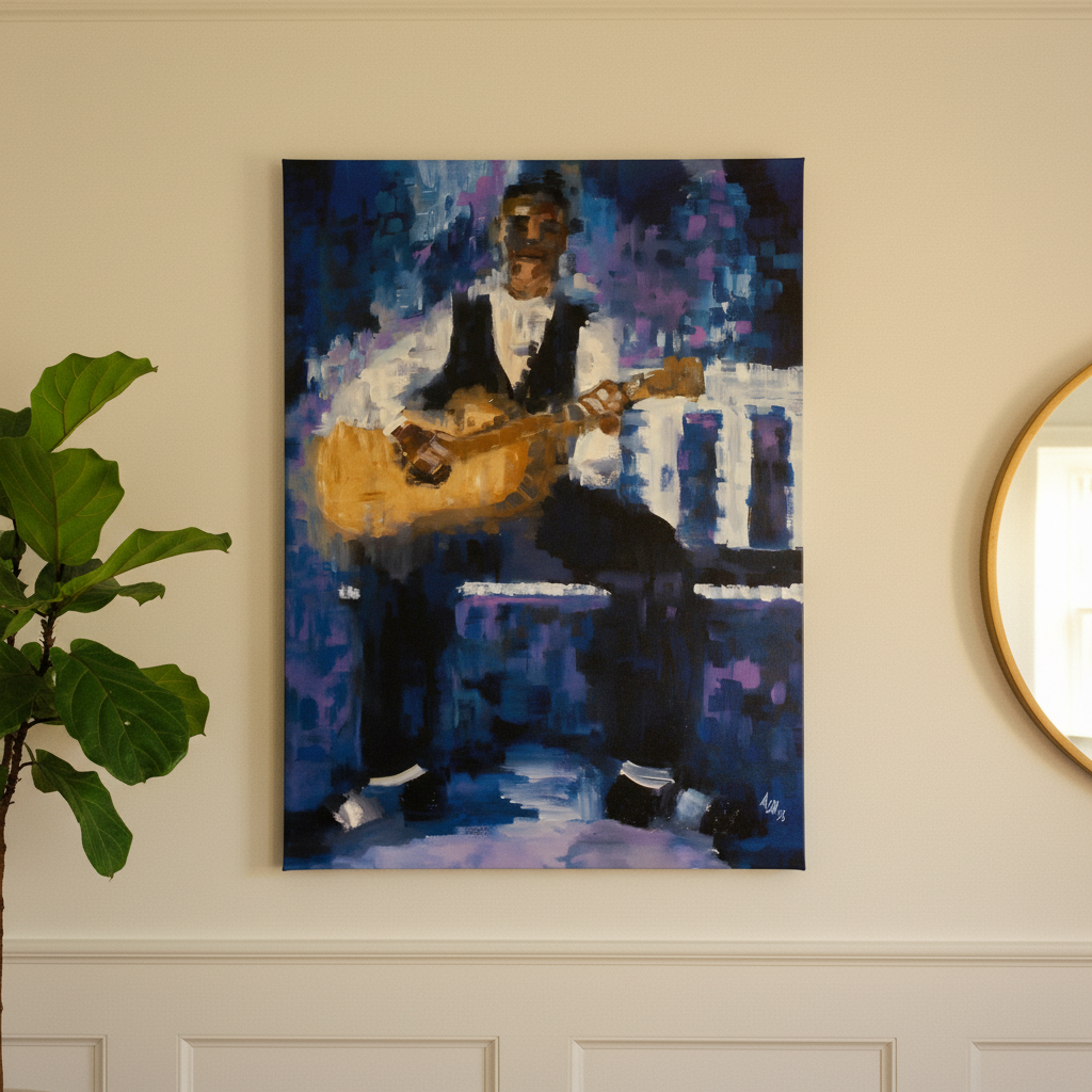 Black Blues Music Canvas Wall Art | African American Home Decor