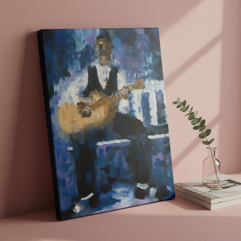 Black Country Guitarist Art Print | African American Music Wall Decor