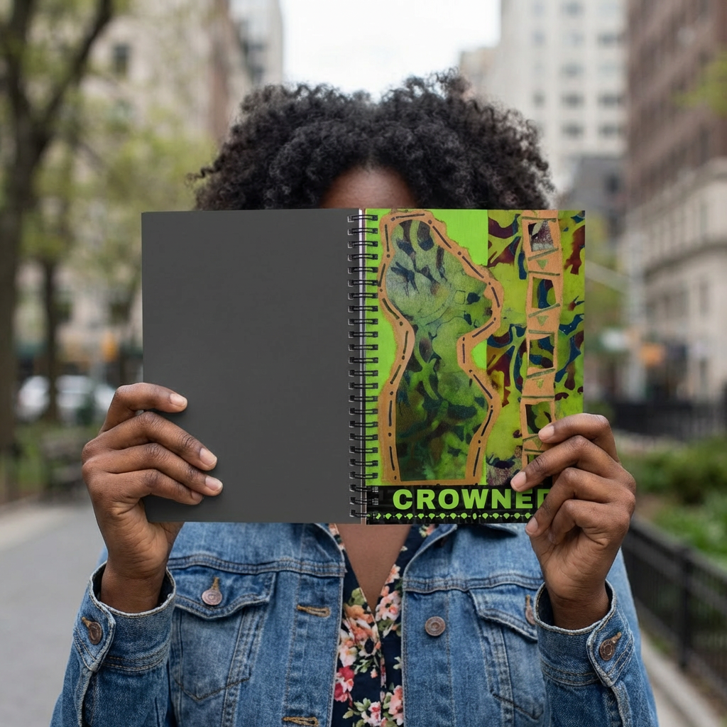 Crowned Afrocentric Spiral Notebook | Bold Art Journal, Ruled 6"x8"
