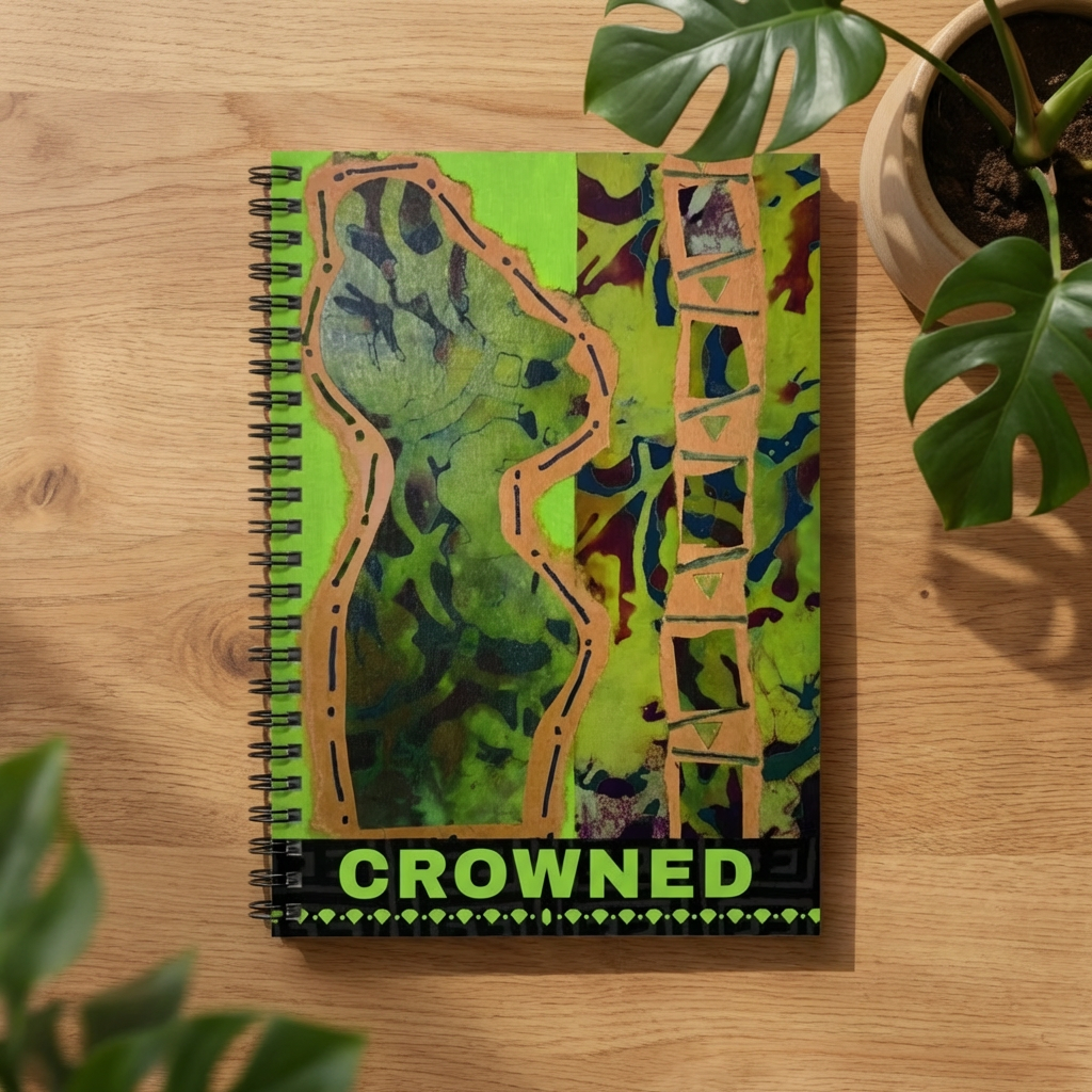Crowned Afrocentric Spiral Notebook | Bold Art Journal, Ruled 6"x8"