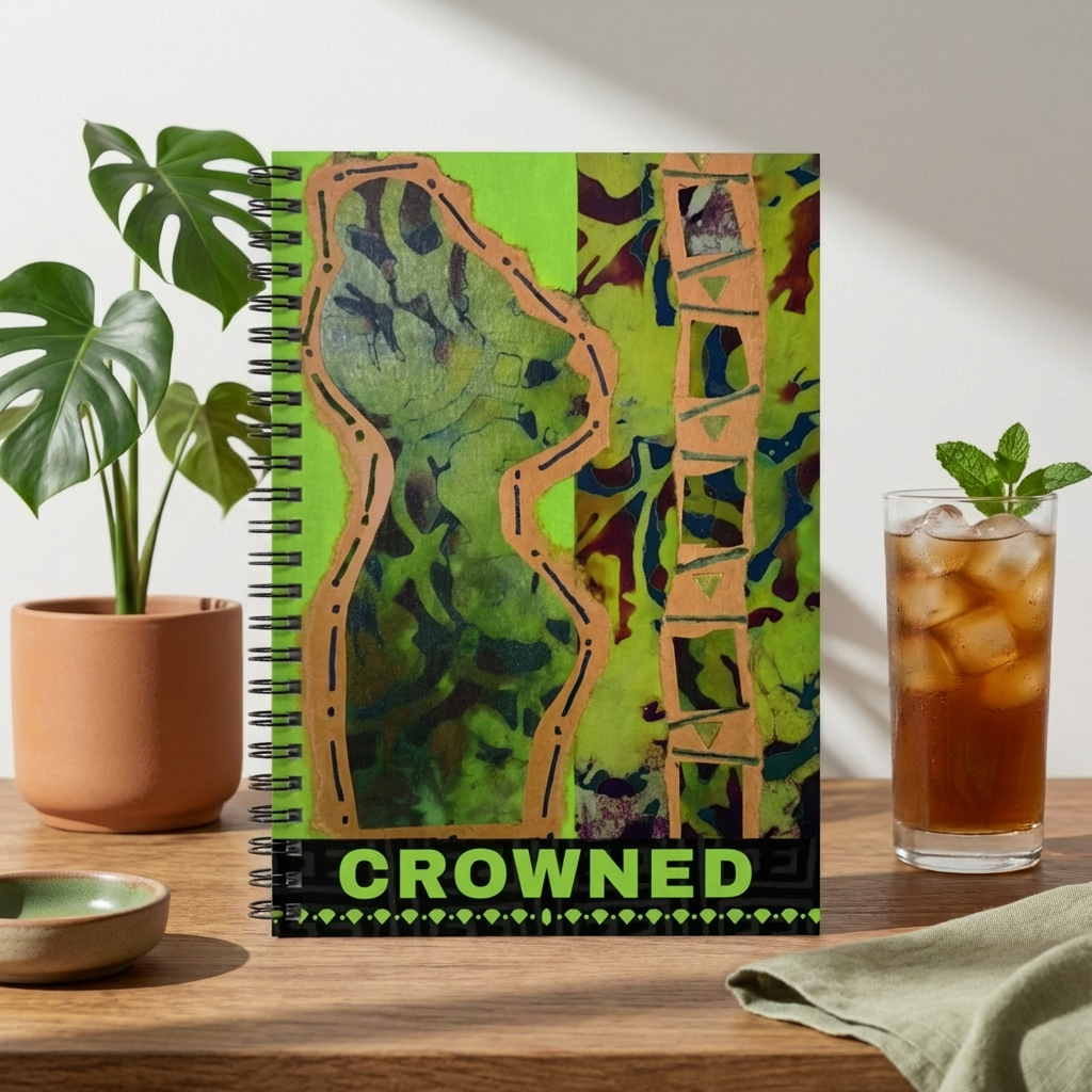 Crowned Afrocentric Spiral Notebook | Bold Art Journal, Ruled 6"x8"