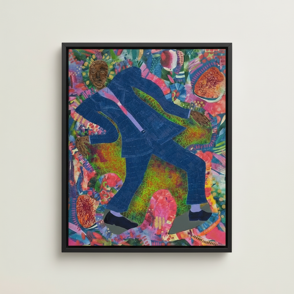 Black Man Dancing Framed Canvas Wall Art | African American Decor