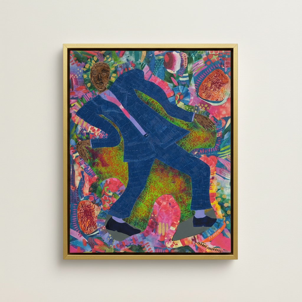 Black Man Dancing Framed Canvas Wall Art | African American Decor