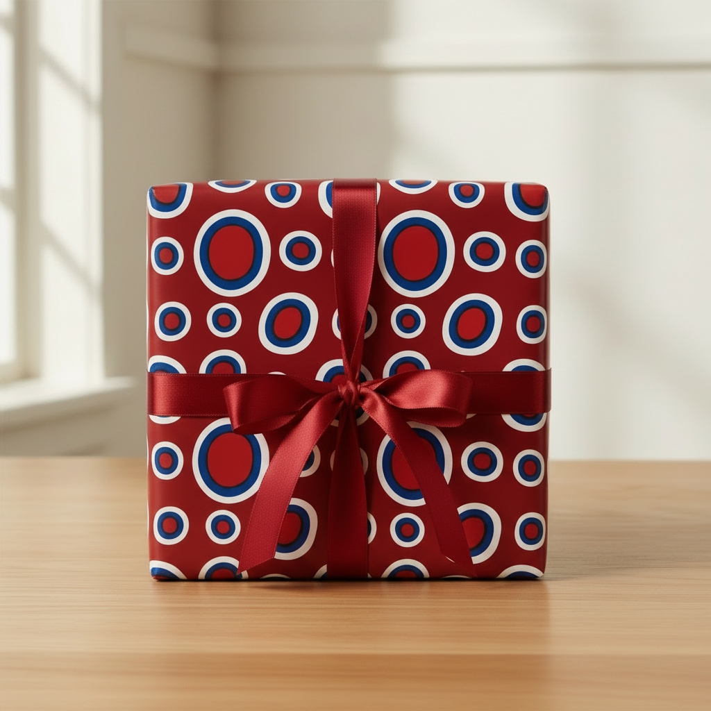 Dance of the Dougla wrapping paper, Oxblood, bow