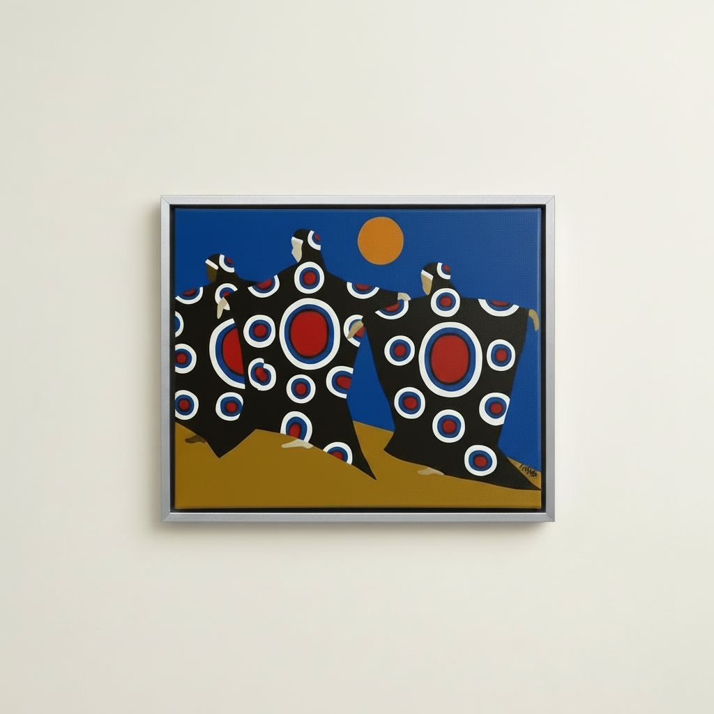 Dance of the Dougla — Framed Canvas Print, Silver