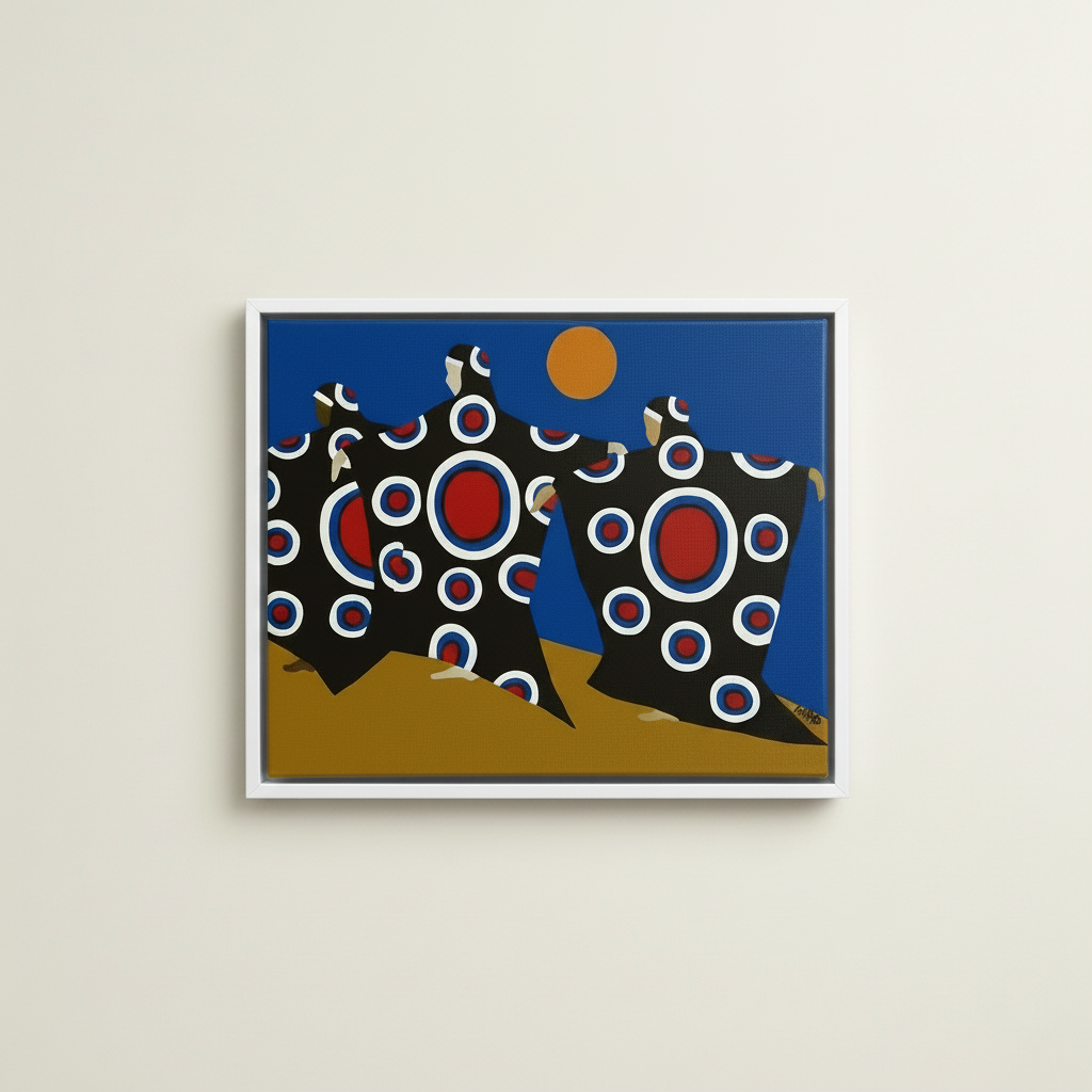 Dance of the Dougla — Framed Canvas Print, White
