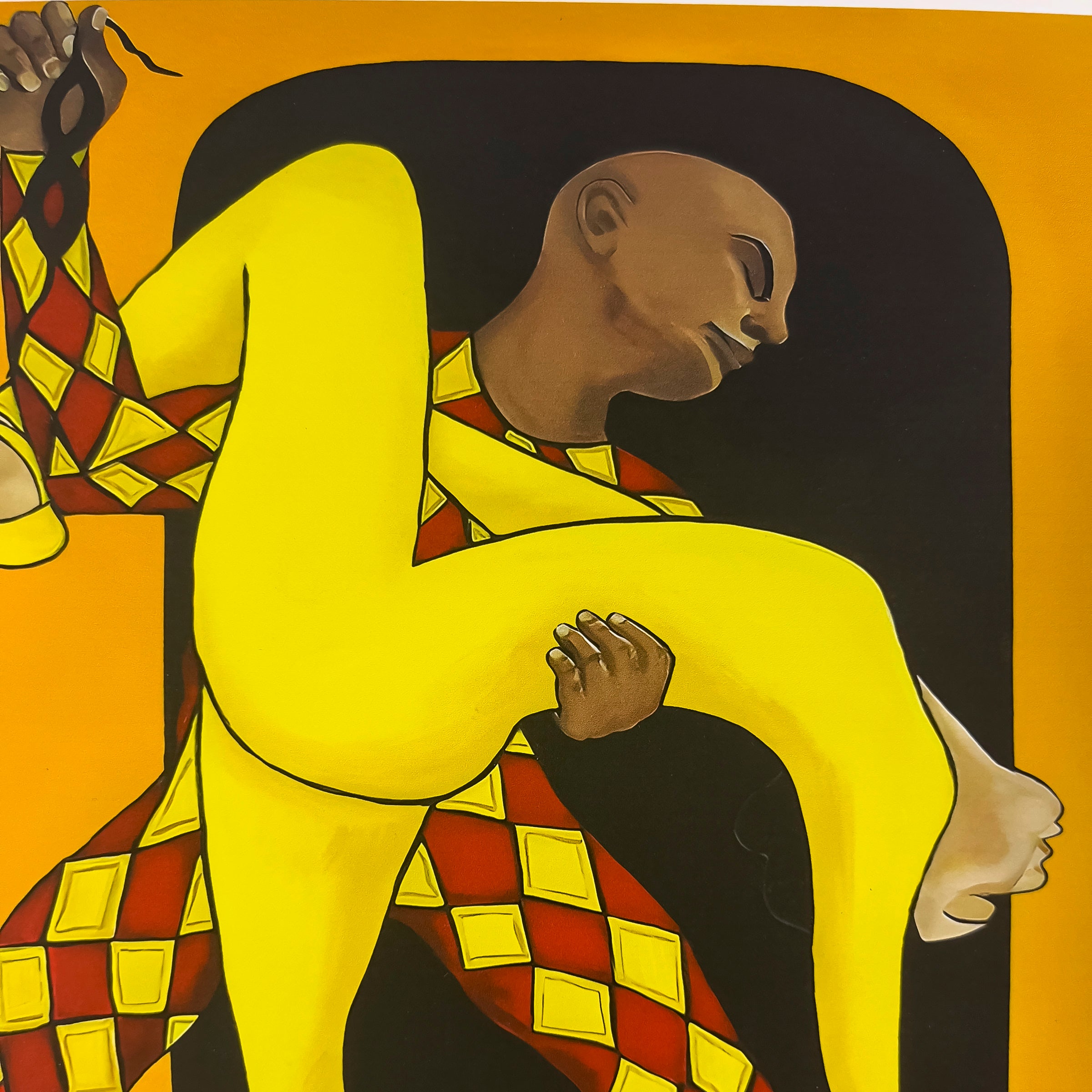 Dance of the Harlequin framed giclee print — lifestyle view, Black ballet dance art by A.S. Hodges